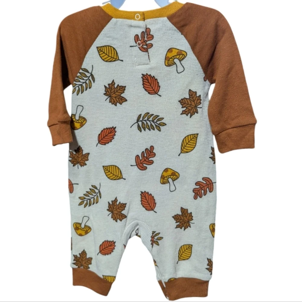 CELEBRATE baby boy girl Fall Leaves Mushrooms Bodysuit 0-3 Month Brown k- 302